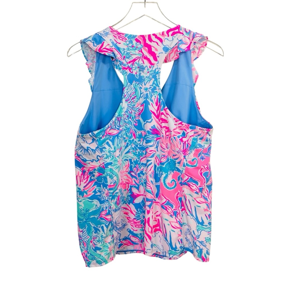 Lilly Pulitzer Luxletic Ruffle Sleeve Racer Back Tank Top XL - Picture 3 of 4